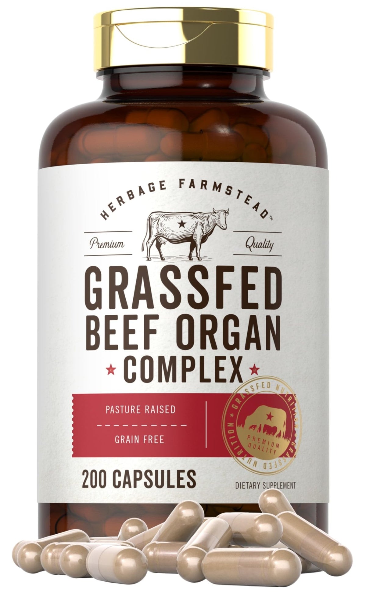 Carlyle Grass Fed Beef Organ Complex | 200 Capsules | Pasture Raised, Grain Free Supplement | with Desiccated Liver, Kidney, Pancreas, Heart, Spleen - FENGGESTORE20