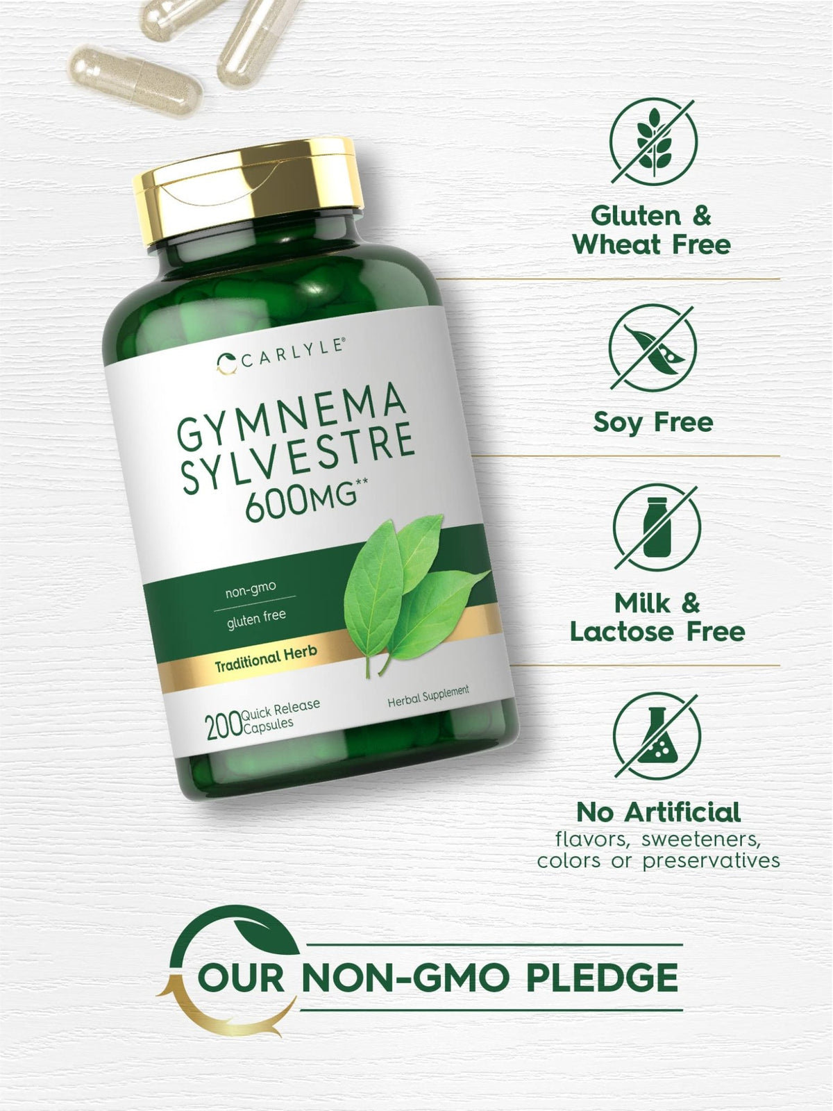 Carlyle Gymnema Sylvestre Capsules | 200 Count | Non-GMO and Gluten Free Supplement - FENGGESTORE20
