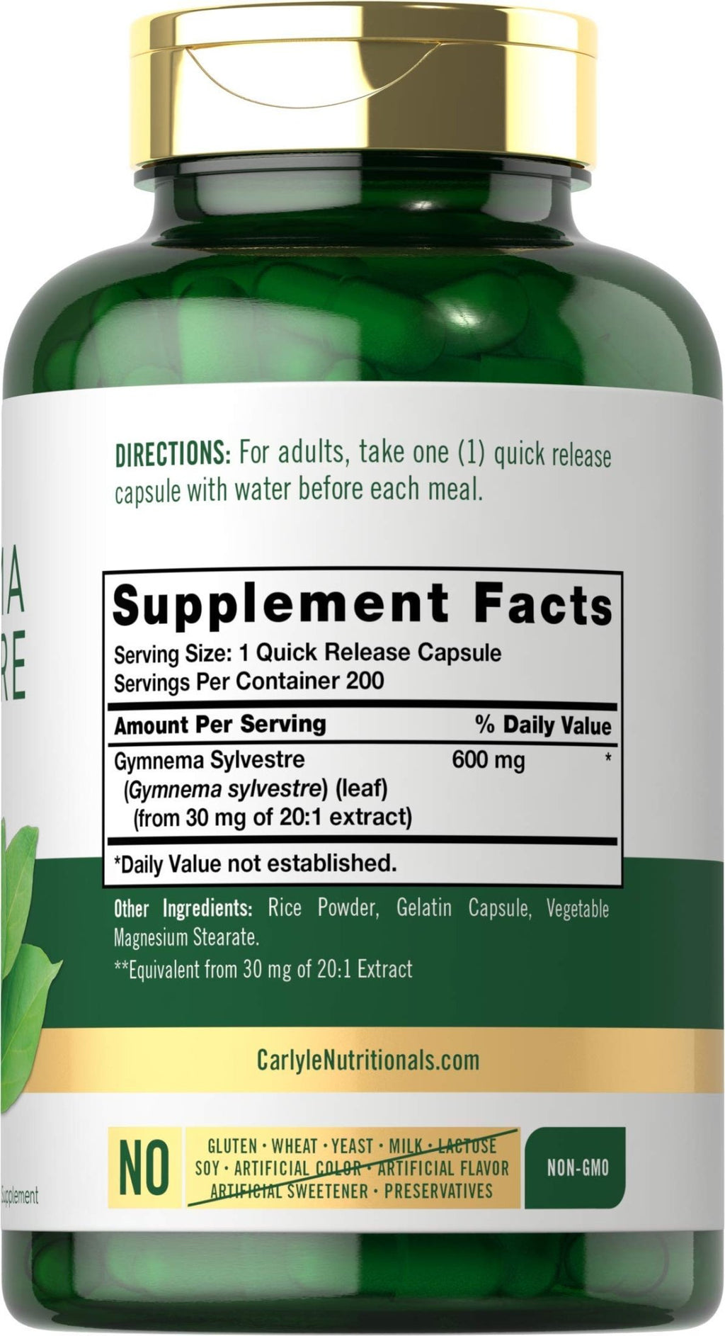 Carlyle Gymnema Sylvestre Capsules | 200 Count | Non-GMO and Gluten Free Supplement - FENGGESTORE20