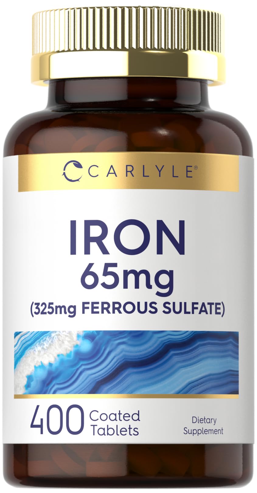 Carlyle Iron Ferrous Sulfate 325mg, 65 mg | 400 Tablets | Non-GMO, Gluten Free, and Vegetarian Supplement | High Potency - FENGGESTORE20