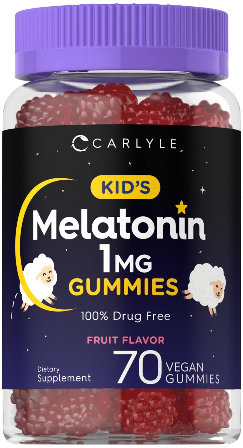 Carlyle Kids Melatonin Gummies | 1 mg 70 Count | Fruit Flavor Gummy | Vegan, Non-GMO, Gluten Free - FENGGESTORE20