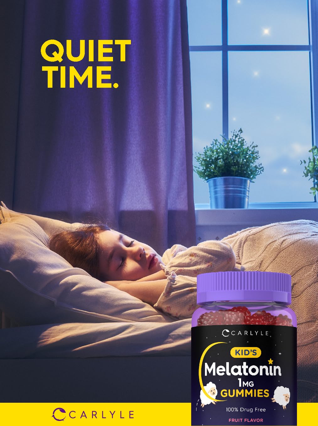 Carlyle Kids Melatonin Gummies | 1 mg 70 Count | Fruit Flavor Gummy | Vegan, Non-GMO, Gluten Free - FENGGESTORE20