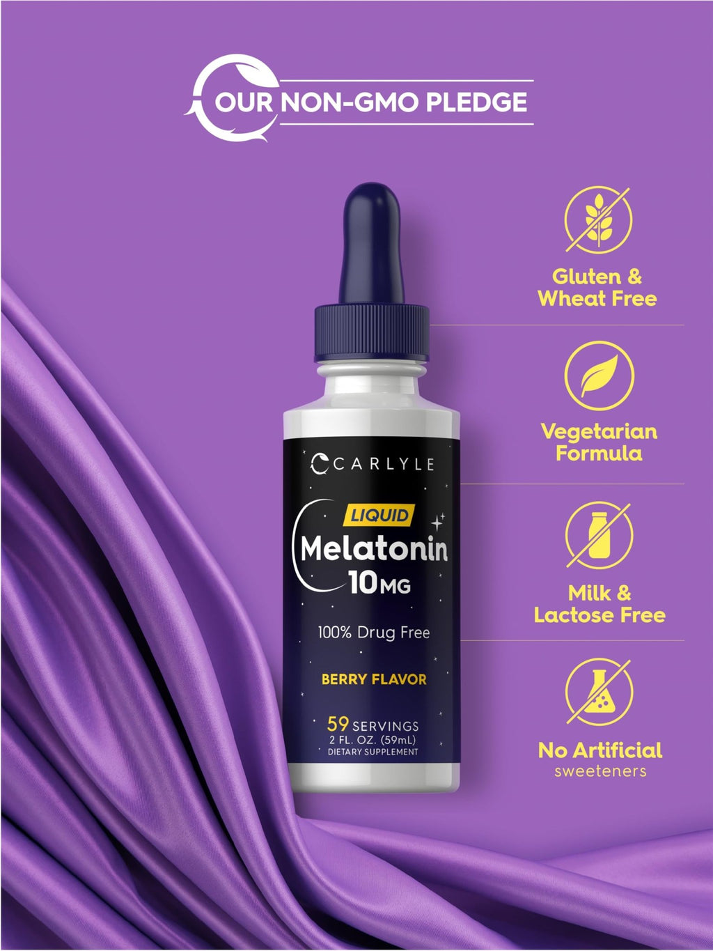 Carlyle Melatonin 10mg | 2 fl oz Liquid Drops | Berry Flavor | for Adults | Non-GMO, Vegetarian Supplement - FENGGESTORE20
