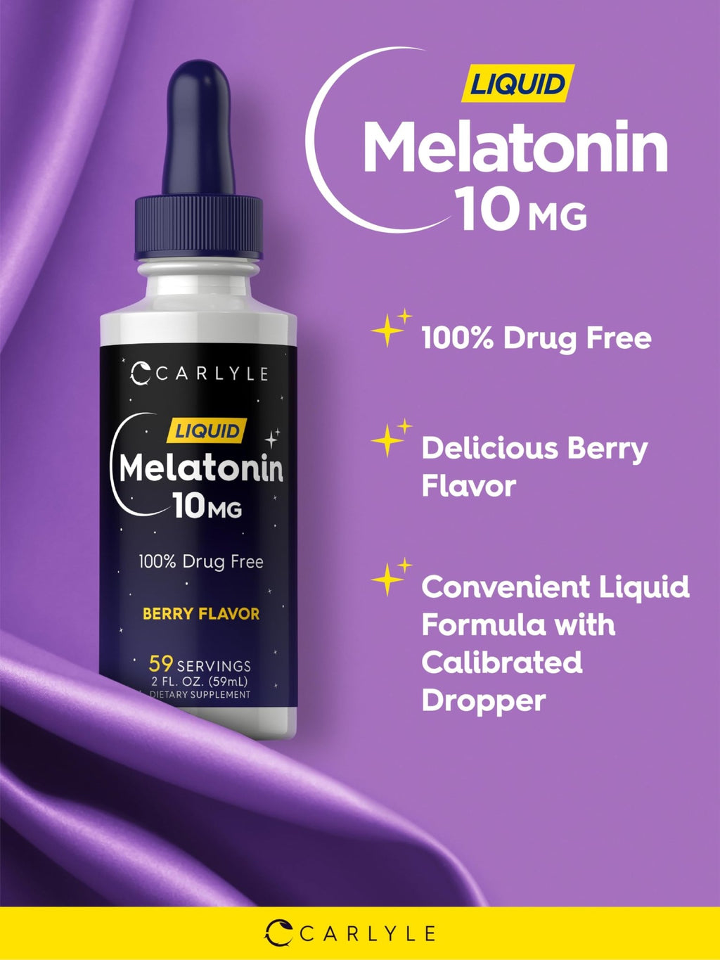Carlyle Melatonin 10mg | 2 fl oz Liquid Drops | Berry Flavor | for Adults | Non-GMO, Vegetarian Supplement - FENGGESTORE20