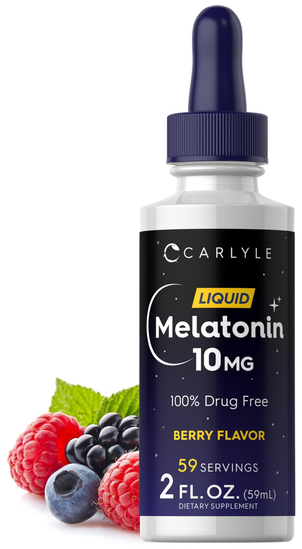 Carlyle Melatonin 10mg | 2 fl oz Liquid Drops | Berry Flavor | for Adults | Non-GMO, Vegetarian Supplement - FENGGESTORE20