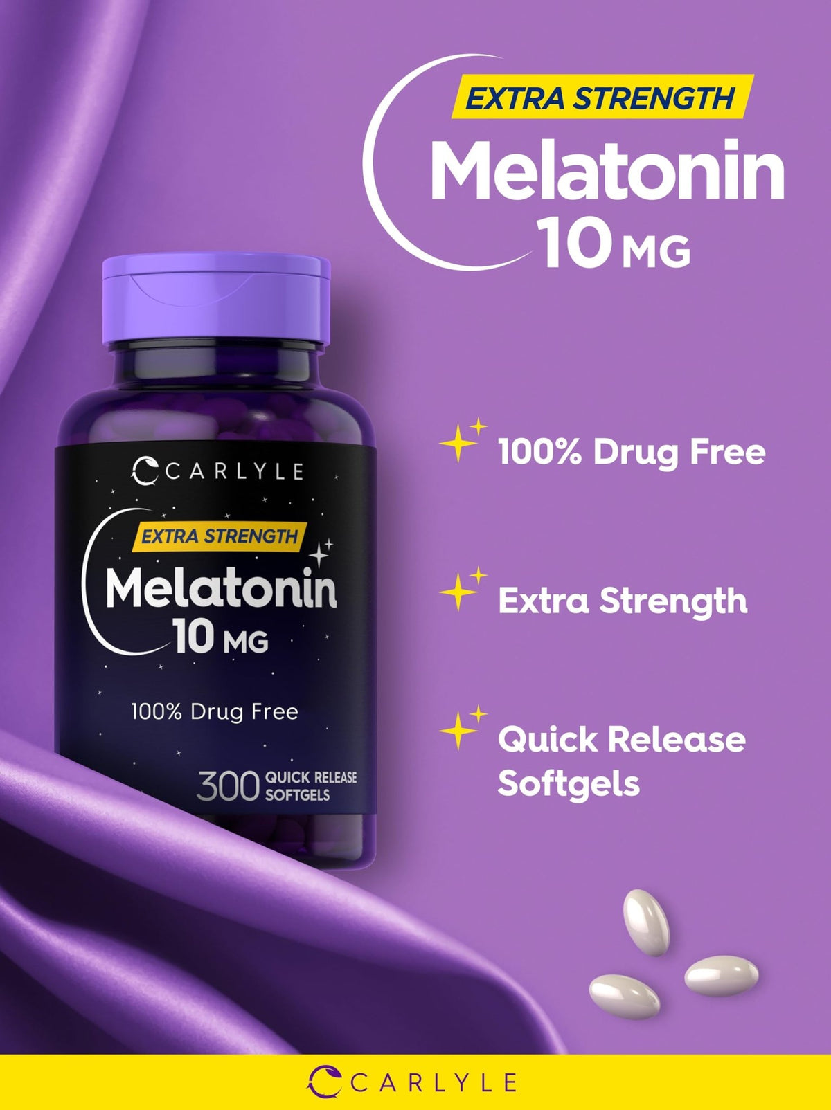Carlyle Melatonin 10mg | 300 Softgels | Extra Strength Support for Adults | Non-GMO, Gluten Free Supplement - FENGGESTORE20