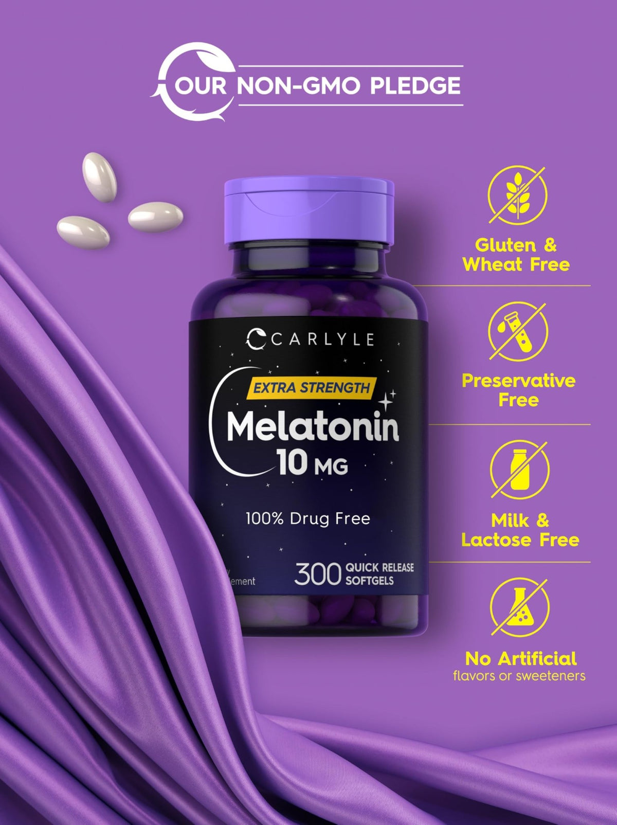 Carlyle Melatonin 10mg | 300 Softgels | Extra Strength Support for Adults | Non-GMO, Gluten Free Supplement - FENGGESTORE20