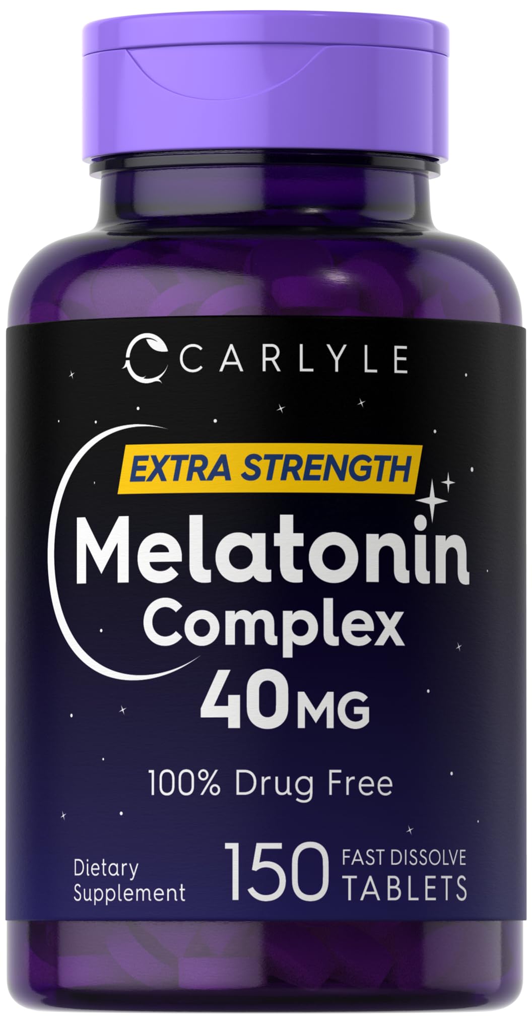 Carlyle Melatonin 40mg Complex | 150 Fast Dissolve Tablets | Extra Strength Support | with Ashwagandha and Chamomile | Vegetarian, Non-GMO, Gluten Free Supplement - FENGGESTORE20
