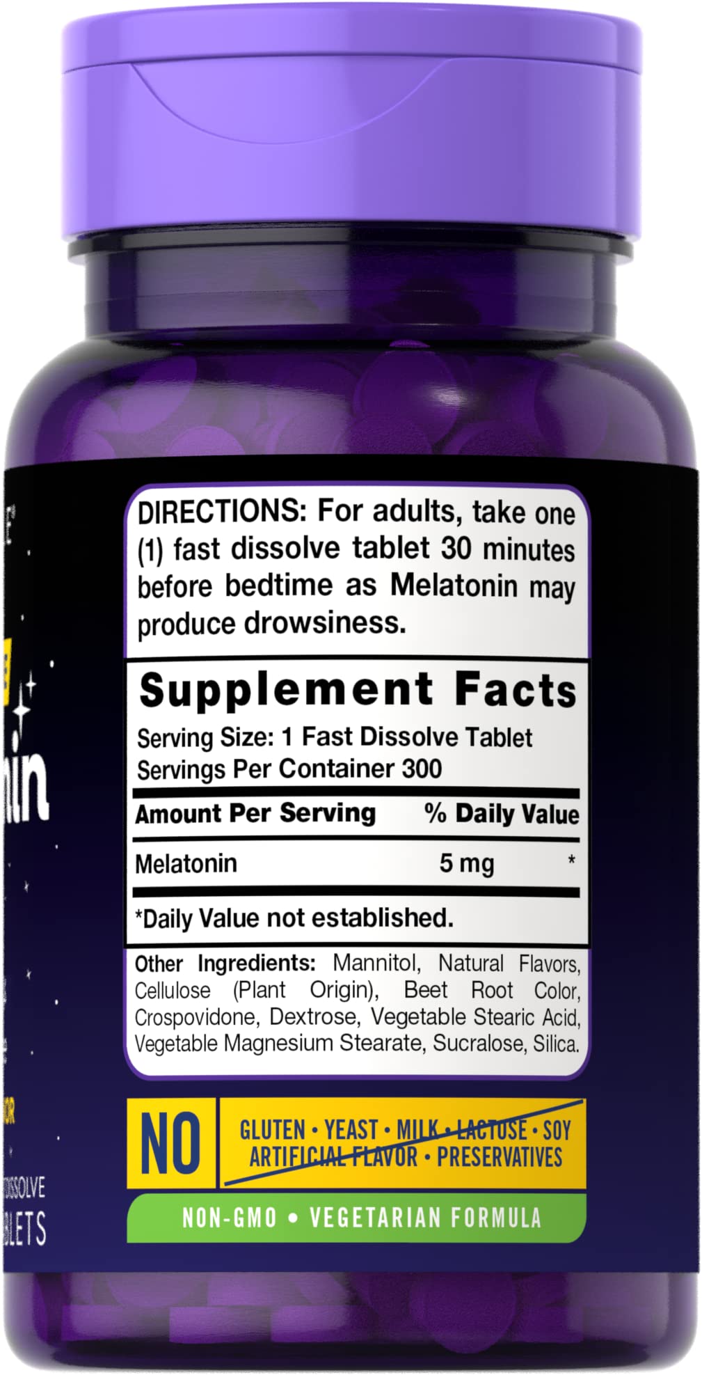 Carlyle Melatonin 5 mg Fast Dissolve 300 Tablets | Berry Flavor | Vegetarian, Non-GMO Supplement - FENGGESTORE20