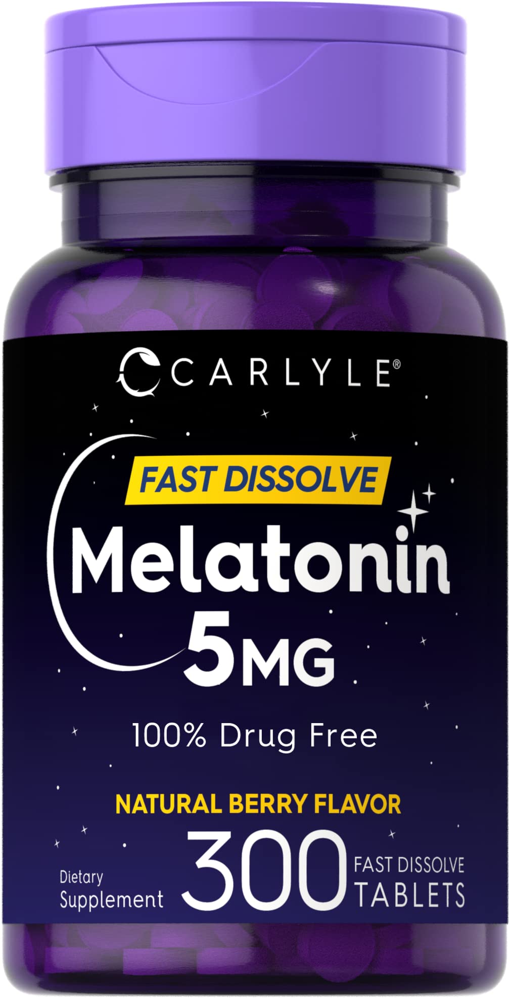 Carlyle Melatonin 5 mg Fast Dissolve 300 Tablets | Berry Flavor | Vegetarian, Non-GMO Supplement - FENGGESTORE20