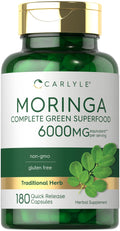 Carlyle Moringa Oleifera Supplement | 180 Capsules | Complete Green Superfood for Women and Men | Non-GMO and Gluten Free | from Moringa Leaf Powder - FENGGESTORE20