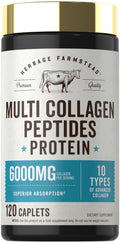 Carlyle Multi Collagen Peptides 6000mg | 120 Caplets | 10 Types of Advanced Collagen with Protein | Non-GMO, Gluten Free Supplement | by Herbage Farmstead - FENGGESTORE20
