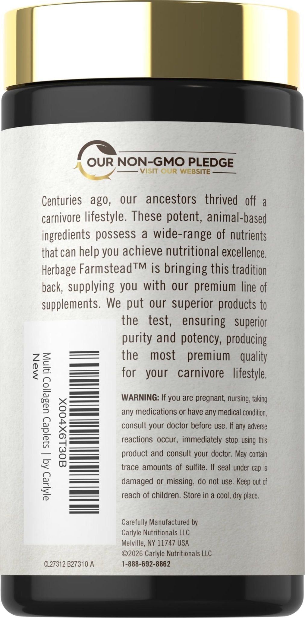 Carlyle Multi Collagen Peptides 6000mg | 120 Caplets | 10 Types of Advanced Collagen with Protein | Non-GMO, Gluten Free Supplement | by Herbage Farmstead - FENGGESTORE20