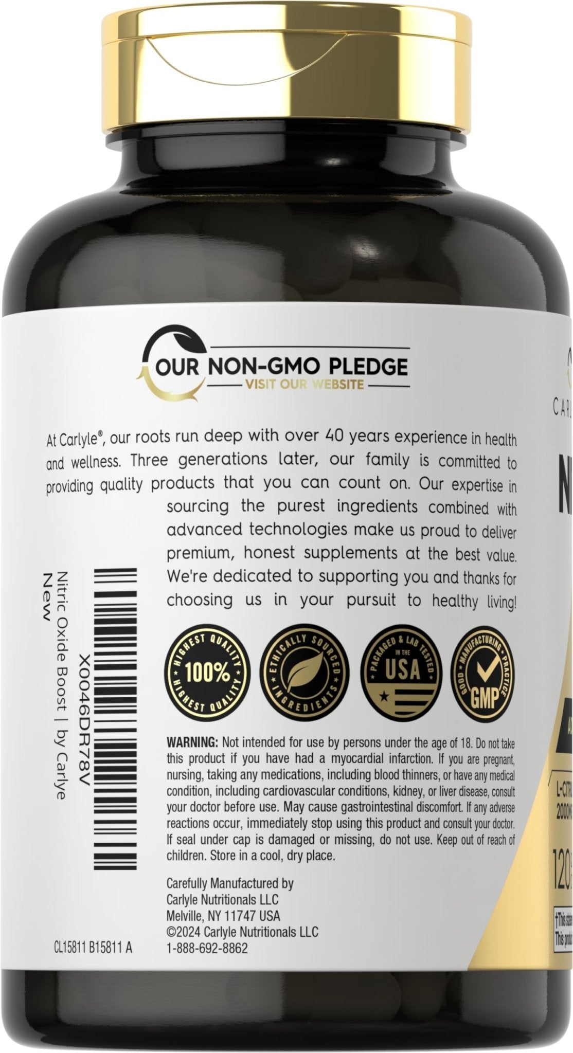 Carlyle Nitric Oxide Supplement 3000mg | 120 Capsules | with L-Arginine & L-Citrulline | for Men & Women | Pre & Post Workout | Non-GMO, Gluten Free - FENGGESTORE20