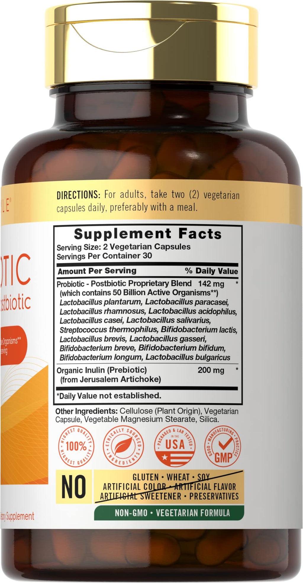 Carlyle Probiotic for Women and Men | 50 Billion CFU | 60 Capsules | Plus Prebiotic and Postbiotic | Complex Supplement | Vegetarian, Non-GMO, and Gluten Free - FENGGESTORE20