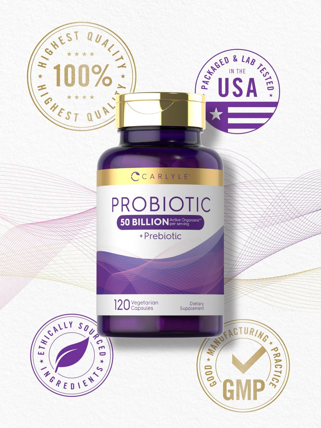 Carlyle Probiotics with Prebiotics | 120 Capsules | 50 Billion Active Organisms | Non-GMO & Gluten Free Supplement - FENGGESTORE20