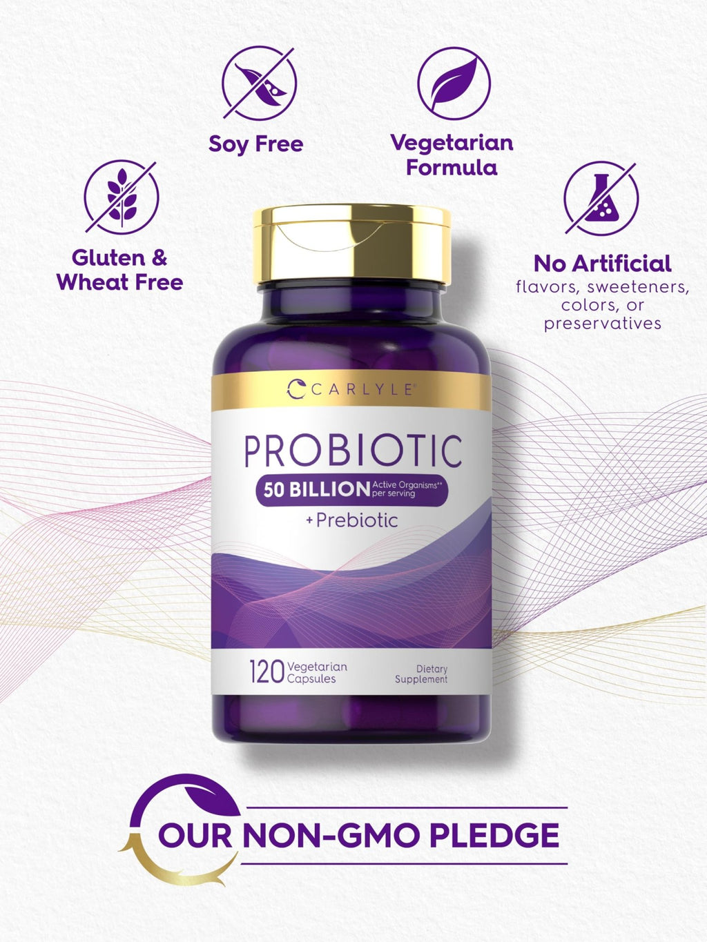 Carlyle Probiotics with Prebiotics | 120 Capsules | 50 Billion Active Organisms | Non-GMO & Gluten Free Supplement - FENGGESTORE20