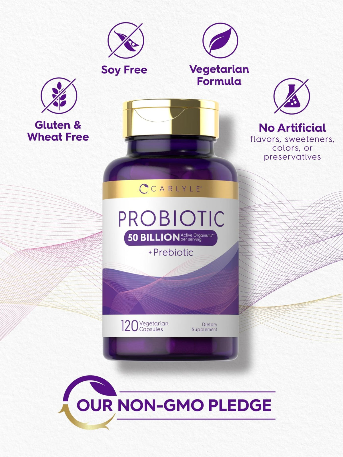 Carlyle Probiotics with Prebiotics | 120 Capsules | 50 Billion Active Organisms | Non-GMO & Gluten Free Supplement - FENGGESTORE20