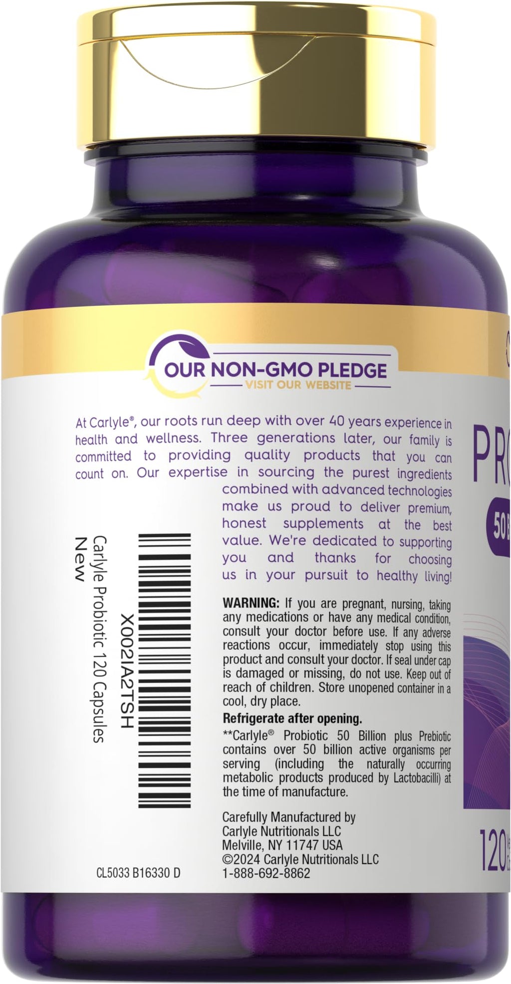 Carlyle Probiotics with Prebiotics | 120 Capsules | 50 Billion Active Organisms | Non-GMO & Gluten Free Supplement - FENGGESTORE20