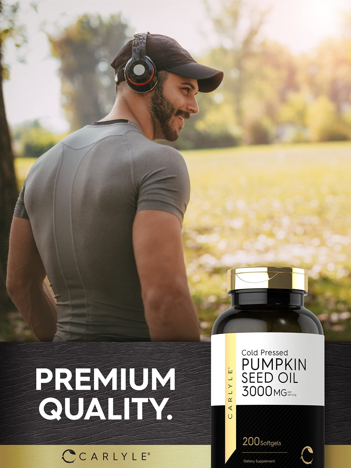 Carlyle Pumpkin Seed Oil Capsules | 3000mg | 200 Softgels | Essential Fatty Acids | Cold Pressed Dietary Supplement | Non-GMO and Gluten Free Formula - FENGGESTORE20