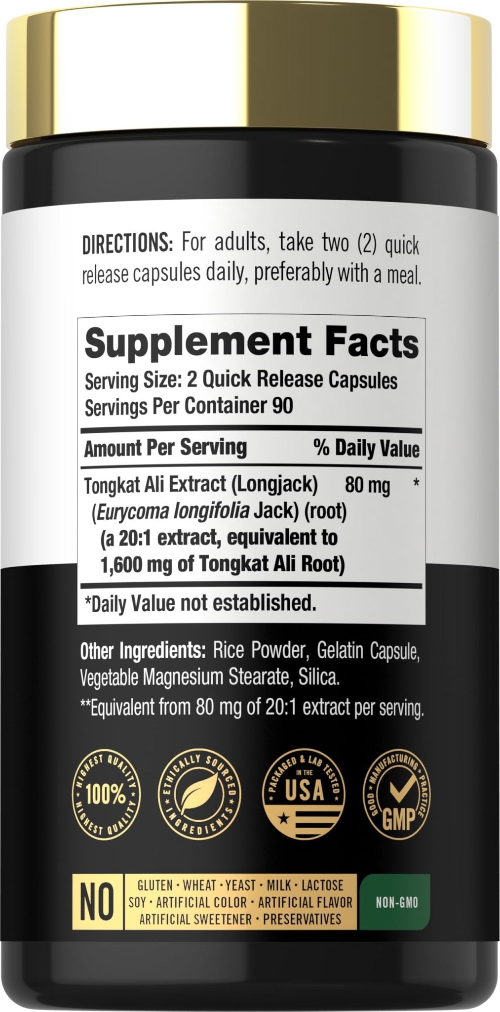 Carlyle Tongkat Ali | 180 Quick Release Capsules | Non-GMO and Gluten Free Supplement - FENGGESTORE20