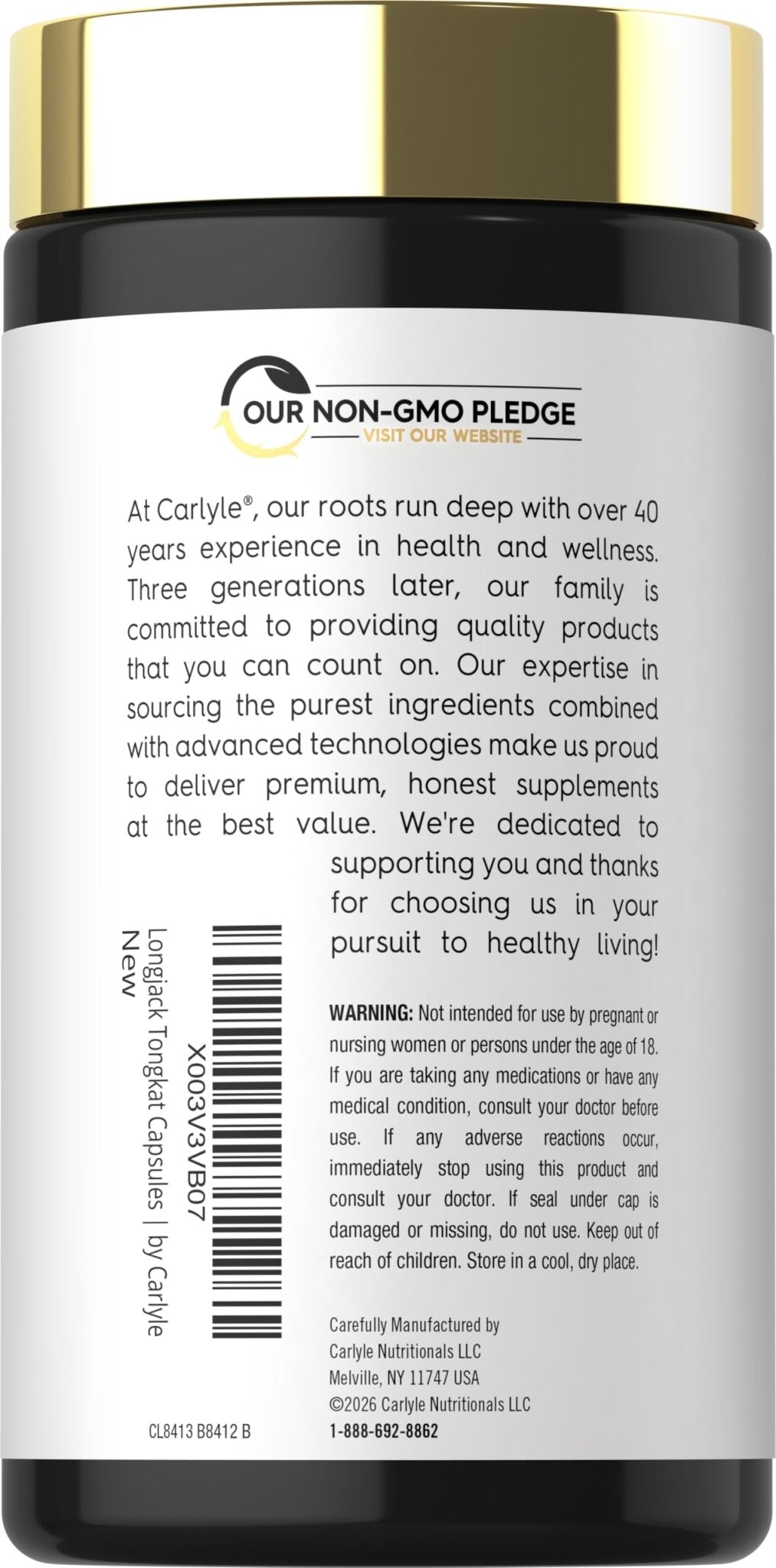 Carlyle Tongkat Ali | 180 Quick Release Capsules | Non-GMO and Gluten Free Supplement - FENGGESTORE20