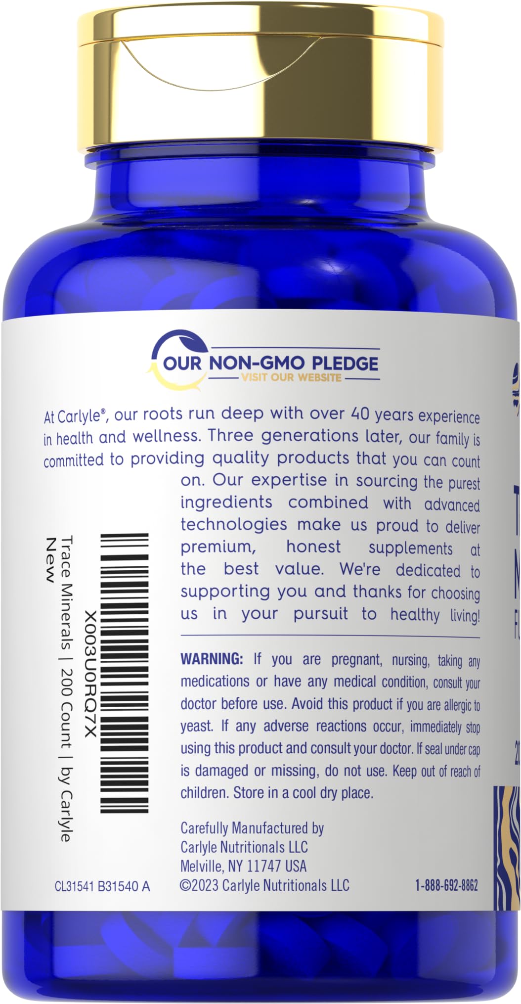 Carlyle Trace Minerals | 200 Tablets | Full Spectrum Supplement | Non-GMO & Gluten Free Complex | by Vital Trace - FENGGESTORE20