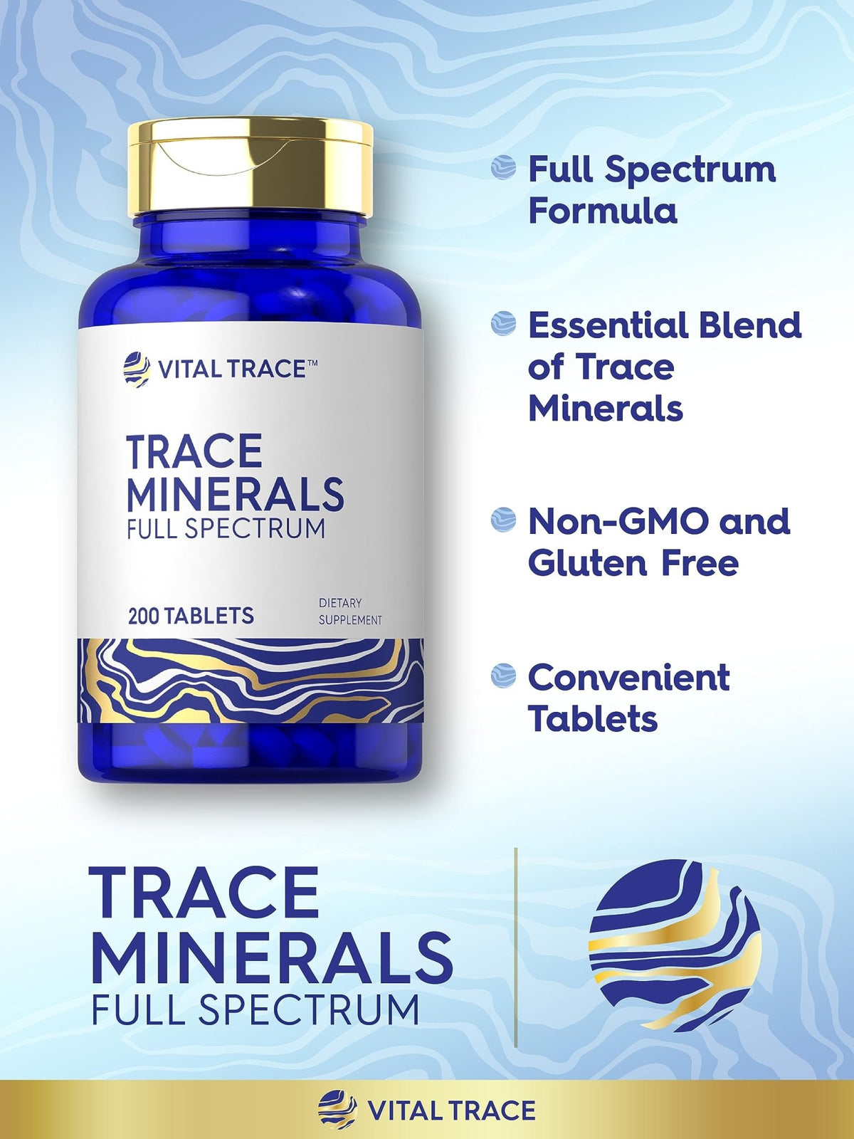 Carlyle Trace Minerals | 200 Tablets | Full Spectrum Supplement | Non-GMO & Gluten Free Complex | by Vital Trace - FENGGESTORE20