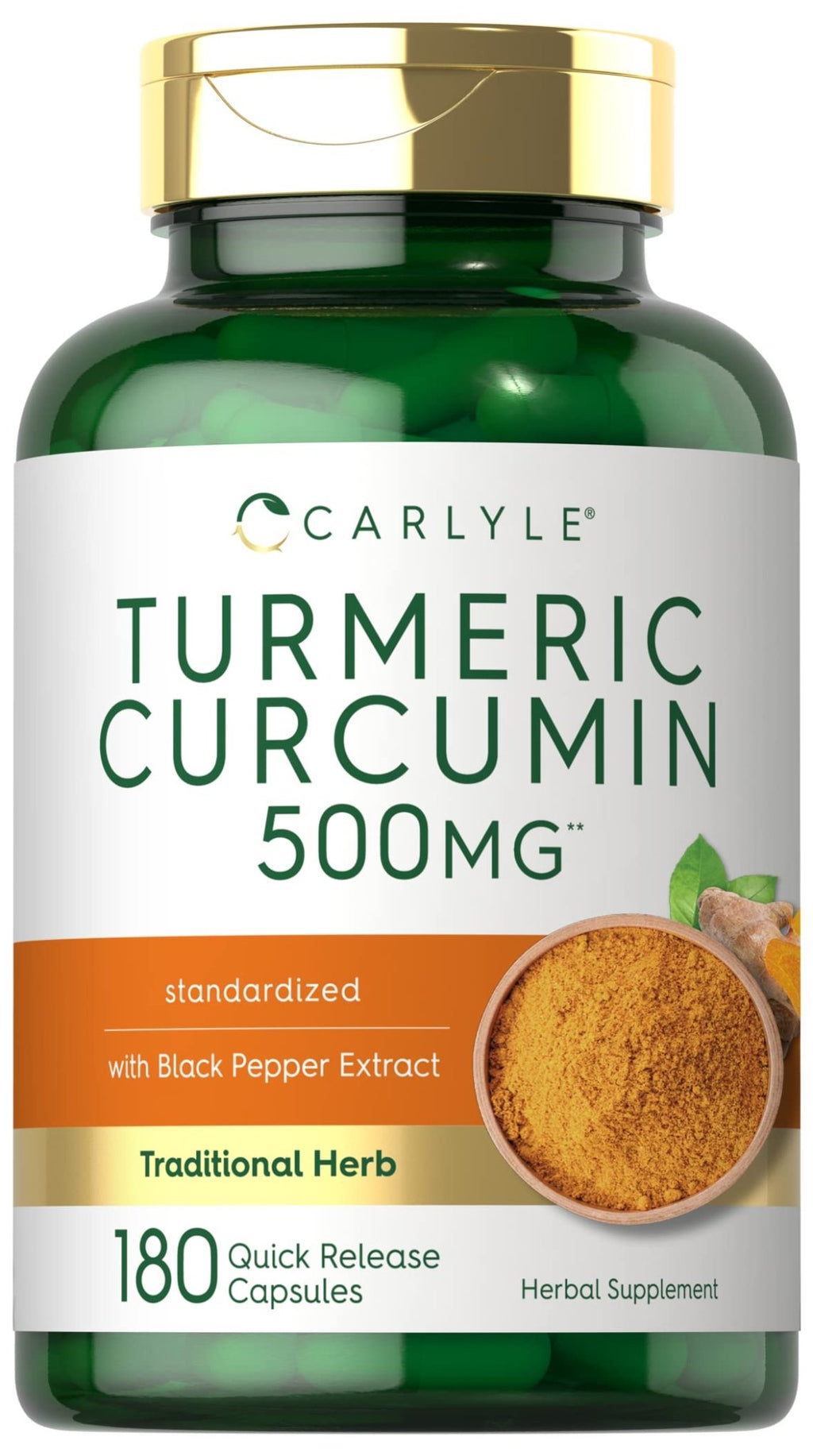 Carlyle Turmeric Curcumin Supplement | 180 Capsules | with Black Pepper Extract | Non-GMO & Gluten Free - FENGGESTORE20