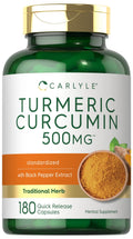 Carlyle Turmeric Curcumin Supplement | 180 Capsules | with Black Pepper Extract | Non-GMO & Gluten Free - FENGGESTORE20