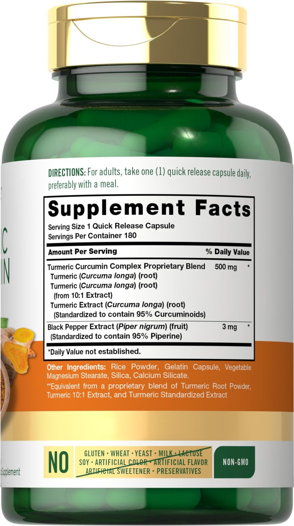 Carlyle Turmeric Curcumin Supplement | 180 Capsules | with Black Pepper Extract | Non-GMO & Gluten Free - FENGGESTORE20