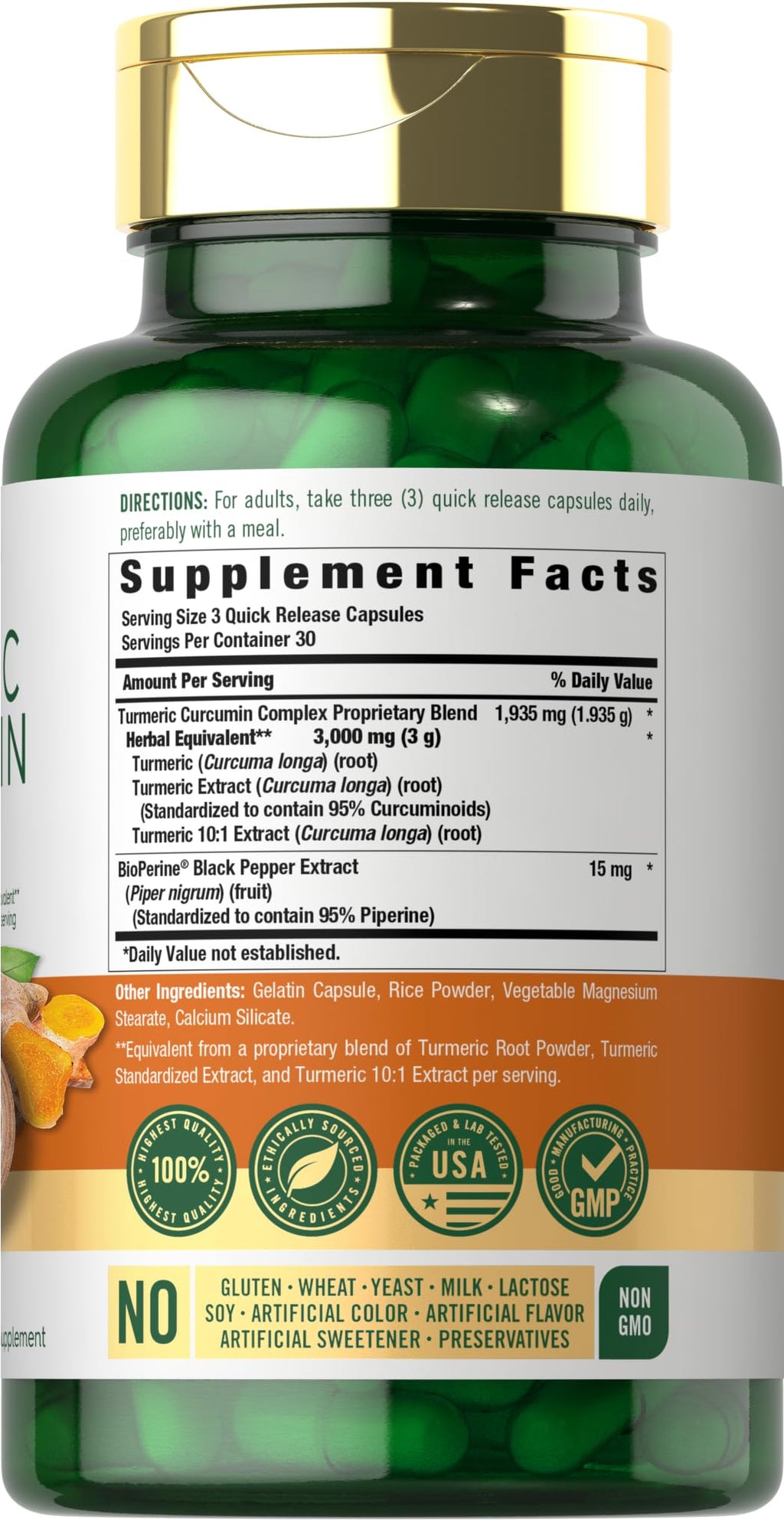 Carlyle Turmeric Curcumin with Black Pepper | 90 Powder Capsules | Complex Supplement with Bioperine | Non-GMO, Gluten Free - FENGGESTORE20