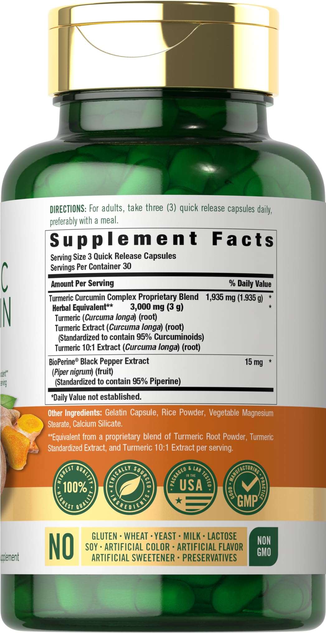 Carlyle Turmeric Curcumin with Black Pepper | 90 Powder Capsules | Complex Supplement with Bioperine | Non-GMO, Gluten Free - FENGGESTORE20
