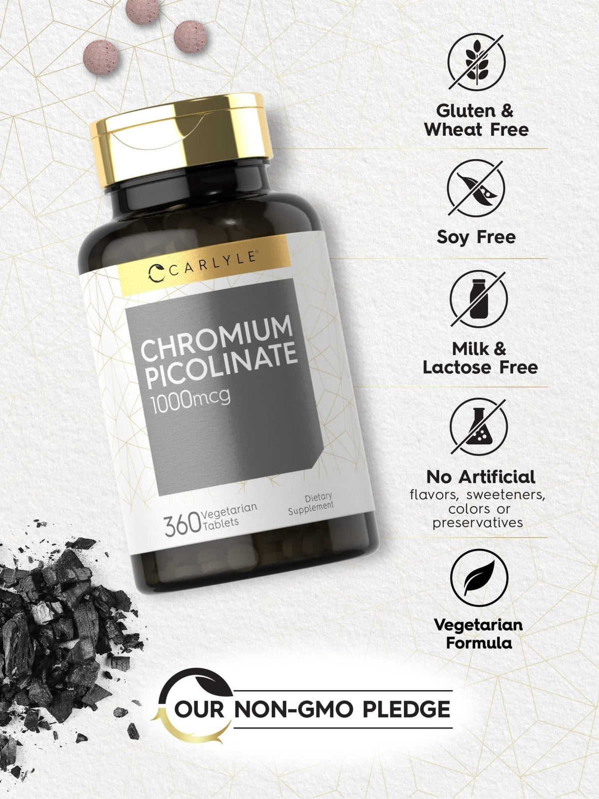 Carlyle Ultra Chromium Picolinate 1000mcg | 360 Tablets | Vegetarian, Non-GMO, Gluten Free - FENGGESTORE20