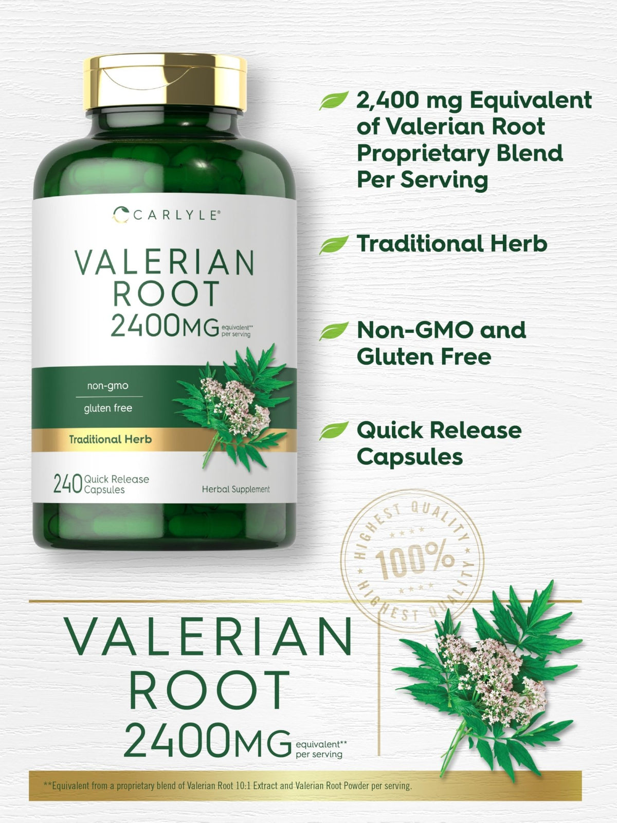 Carlyle Valerian Root Capsules | 240 Count | Herb Extract Supplement | Non-GMO, Gluten Free - FENGGESTORE20