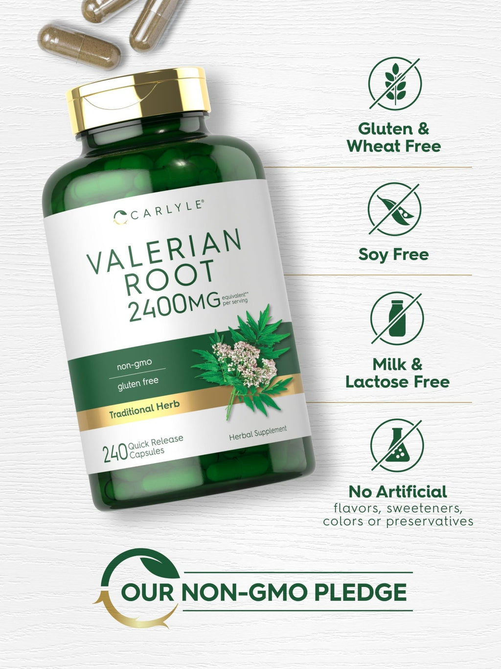 Carlyle Valerian Root Capsules | 240 Count | Herb Extract Supplement | Non-GMO, Gluten Free - FENGGESTORE20