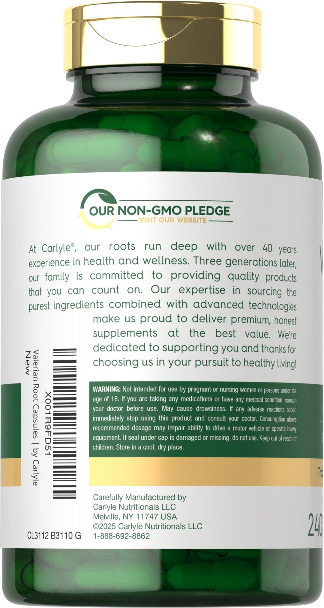 Carlyle Valerian Root Capsules | 240 Count | Herb Extract Supplement | Non-GMO, Gluten Free - FENGGESTORE20