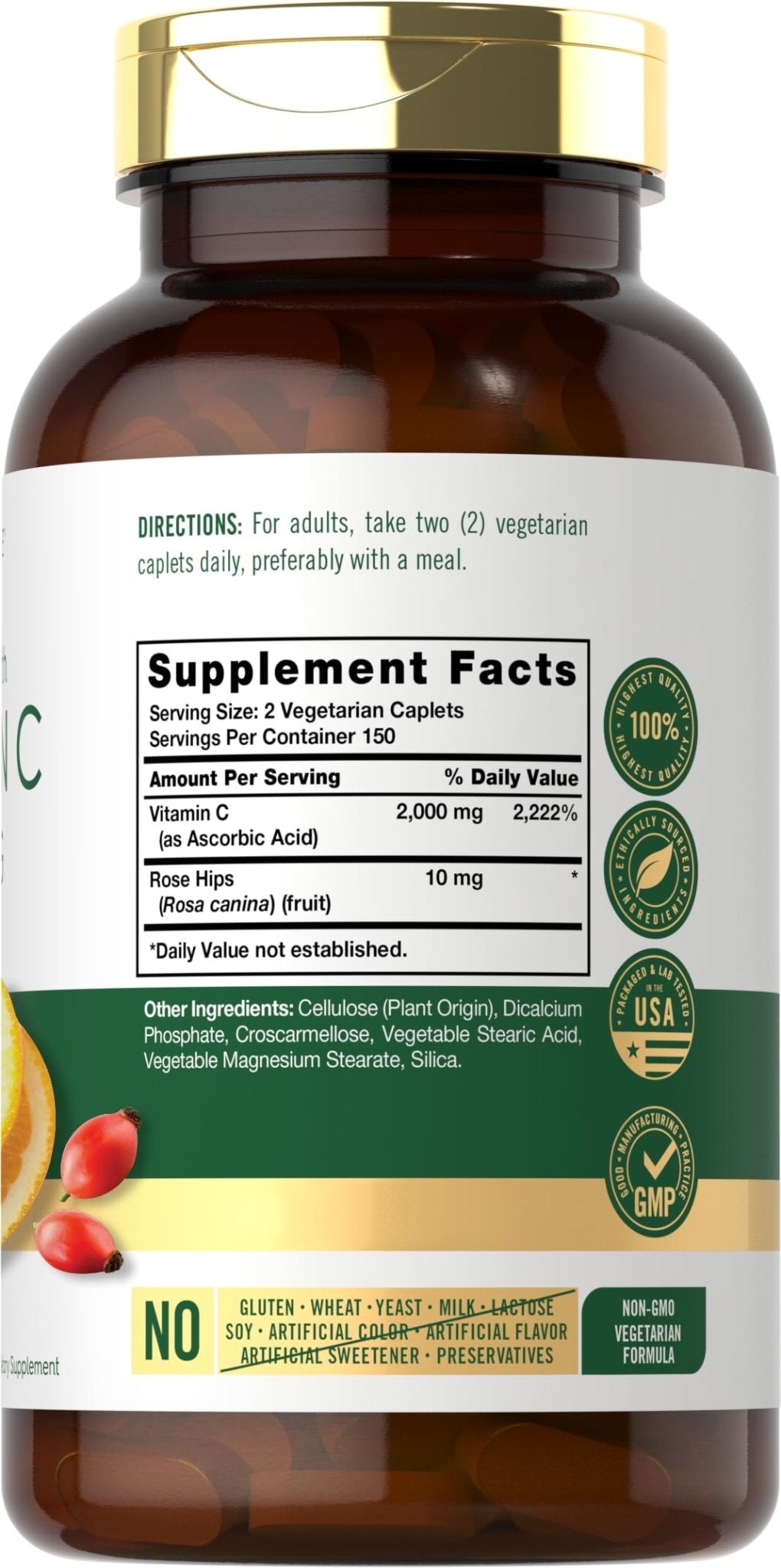 Carlyle Vitamin C 1000mg | 300 Vegetarian Caplets | Ascorbic Acid with Wild Rose Hips | High Strength Formula - FENGGESTORE20