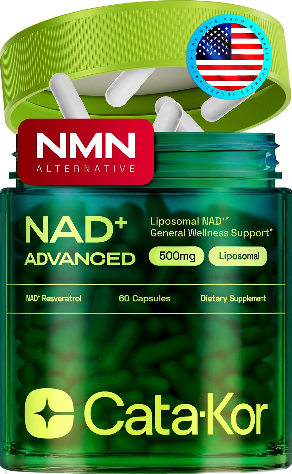 Cata-Kor Liposomal NAD Resveratrol Supplement – NMN Supplement Alternative – Third-Party Tested – Advanced NAD Supplement - FENGGESTORE20