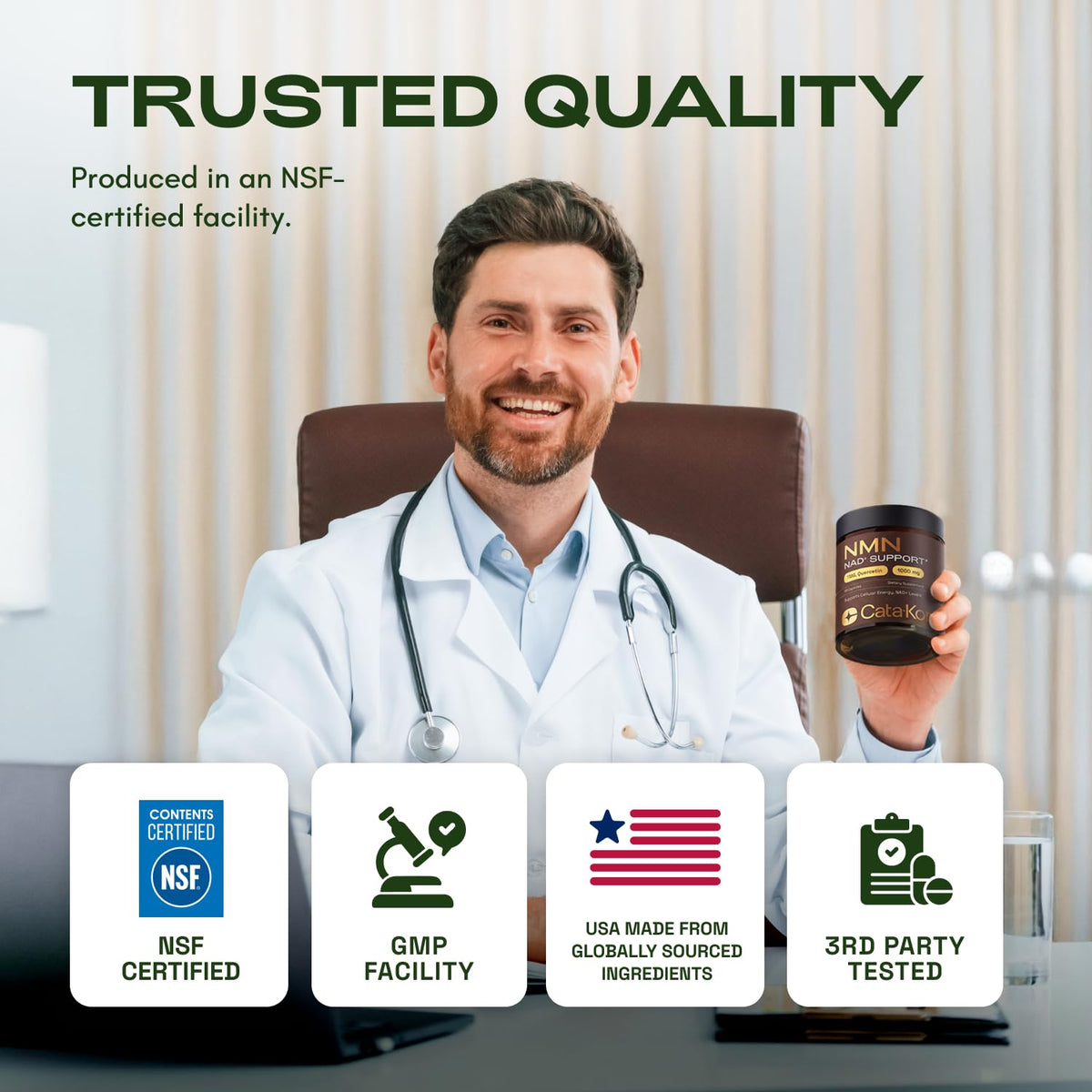 Cata-Kor NMN Supplement – 1000mg Per Serving NAD Resveratrol Supplement with Quercetin | TMG – NMNH Alternative – Supports Cellular Energy & NAD+ Level – 60 Capsules - FENGGESTORE20