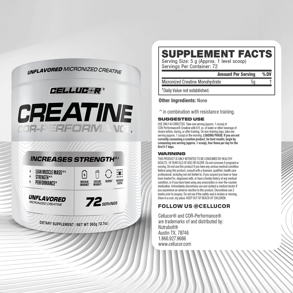 Cellucor Cor-Performance Creatine Monohydrate for Strength and Muscle Growth, 72 Servings - FENGGESTORE20
