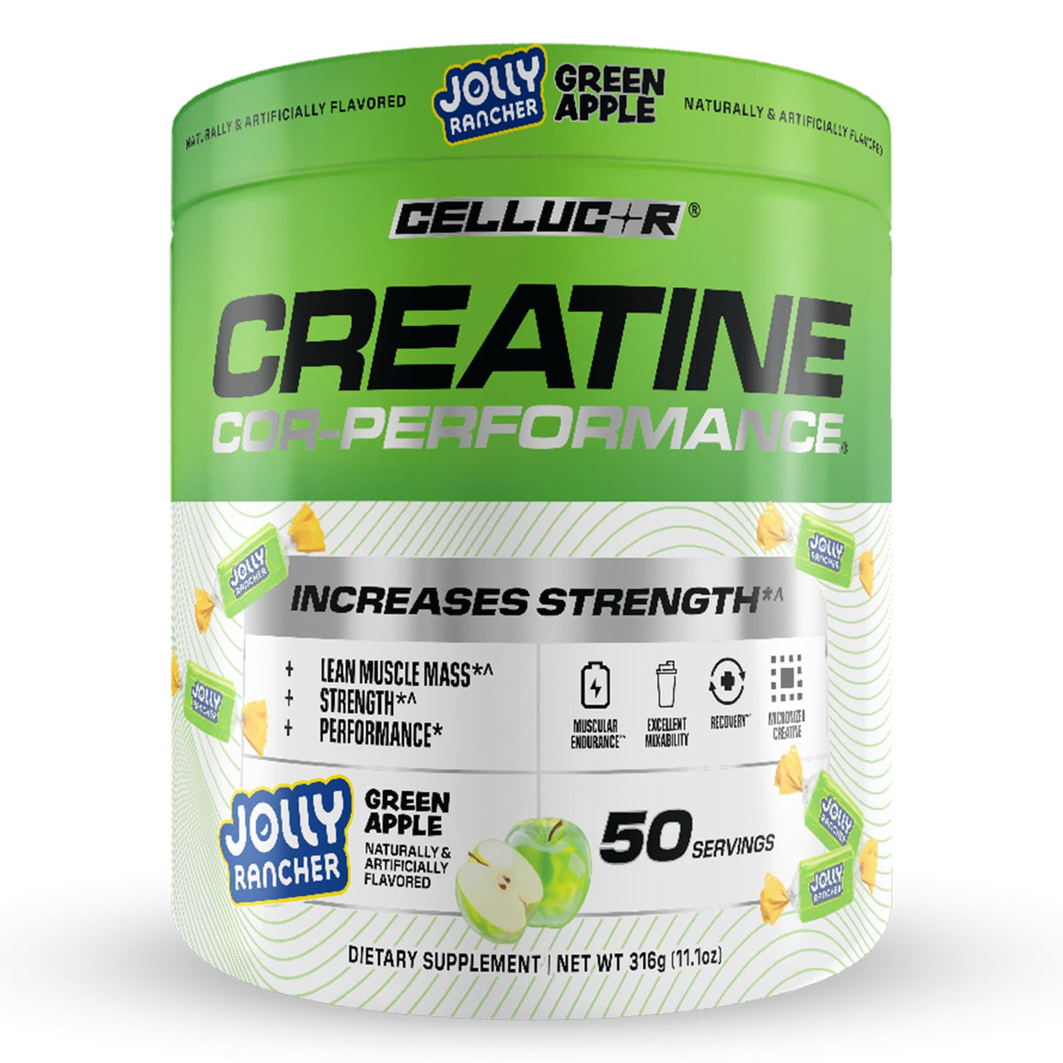 Cellucor Creatine Powder, Jolly Rancher Green Apple - Increases Strength, Lean Muscle Mass & Endurance, Micronized Creatine for Fast Absorption, - FENGGESTORE20
