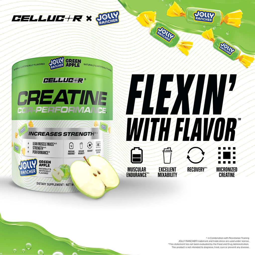 Cellucor Creatine Powder, Jolly Rancher Green Apple - Increases Strength, Lean Muscle Mass & Endurance, Micronized Creatine for Fast Absorption, - FENGGESTORE20
