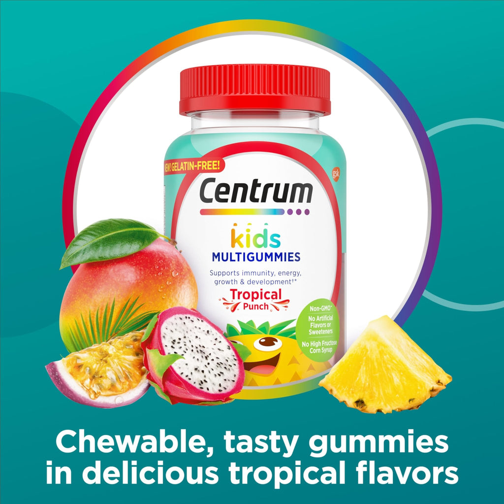 Centrum Kids Multivitamin Gummies, Tropical Punch Flavor Made With Natural Flavors, Stocking Stuffer, 150 Count, 150 Day Supply - FENGGESTORE20