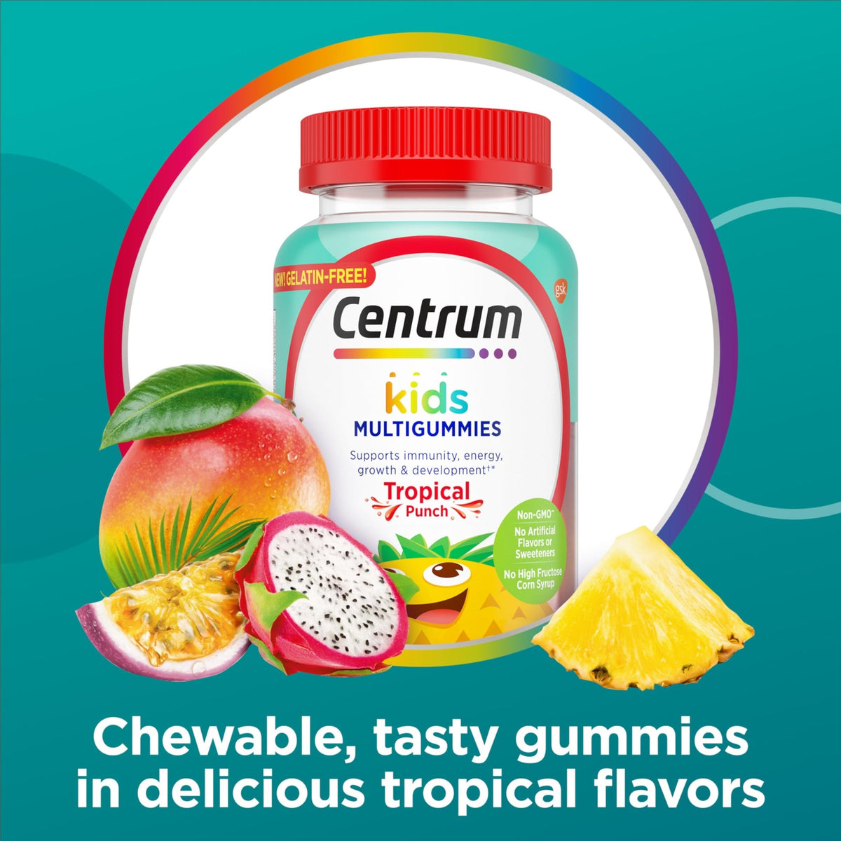 Centrum Kids Multivitamin Gummies, Tropical Punch Flavor Made With Natural Flavors, Stocking Stuffer, 150 Count, 150 Day Supply - FENGGESTORE20