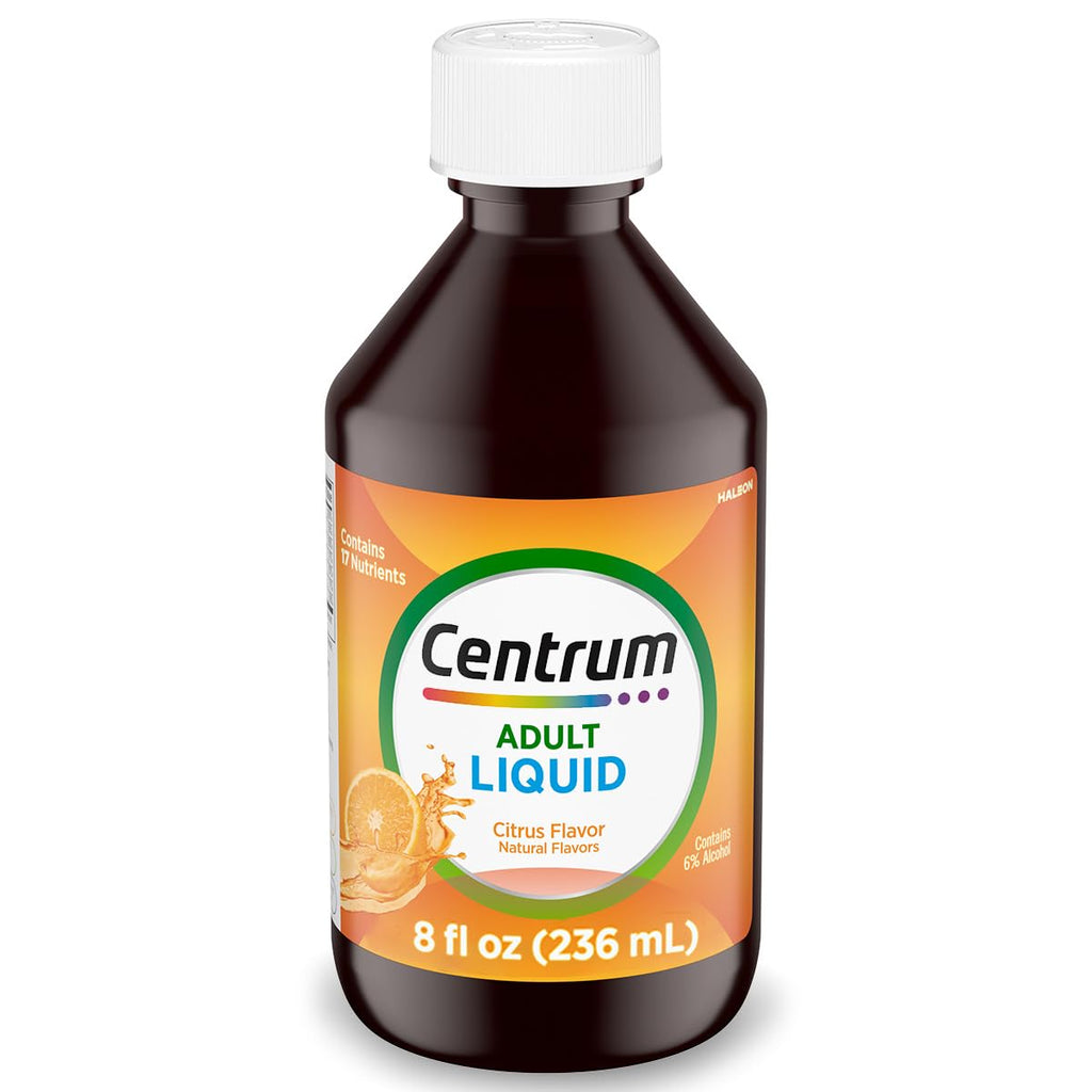 Centrum Liquid Multivitamin for Adults, Multivitamin/Multimineral Supplement with B Vitamins and Antioxidants, Citrus Flavor - 8 Fl Oz - FENGGESTORE20