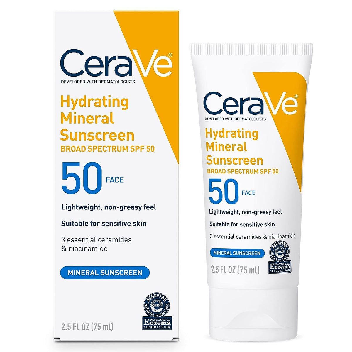 CeraVe 100% Mineral Sunscreen SPF 50, Face sunscreen With Zinc Oxide & Titanium Dioxid - FENGGESTORE20