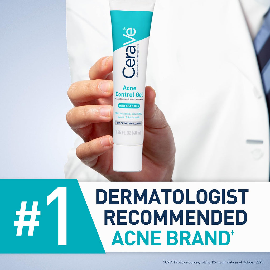 CeraVe Acne Control Gel, 2% Salicylic Acid Treatment With Glycolic Acid + Lactic Acids - FENGGESTORE20