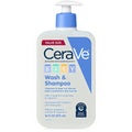 CeraVe Baby Wash & Shampoo, Tear-Free 2-in-1 Bath Wash for Hair & Skin, with Vitamin E, Fragrance-Free, Paraben-Free, Dye-Free, Phthalates-Free, Sulfate-Free, 16oz - FENGGESTORE20