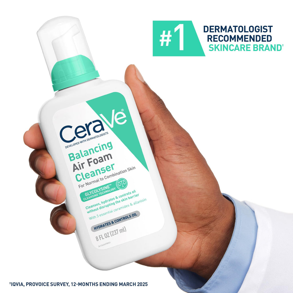 CeraVe Balancing Air Foam Face Wash, Foaming Facial Cleanser For Combination Skin, 8HR Oil Control + 24HR Hydration - FENGGESTORE20